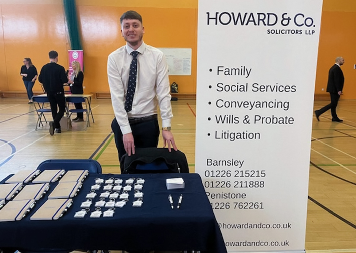 Solicitor Nathan Shepherd attending a careers day at Penistone Grammar School